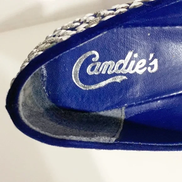 Candies Faux Suede Covered in Silver Toned Studs Rounded Toe Ballet Flats Royal - Picture 10 of 13